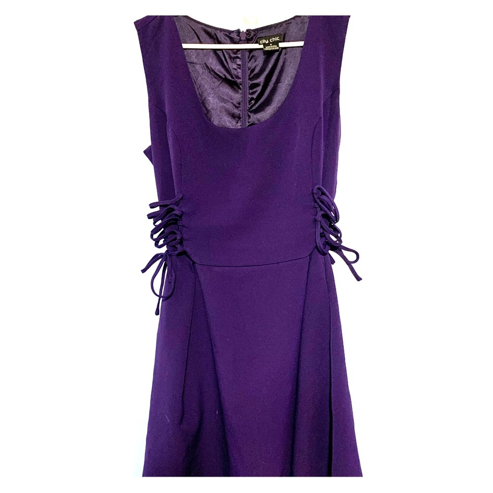 Purple Fit and Flare midi dress
